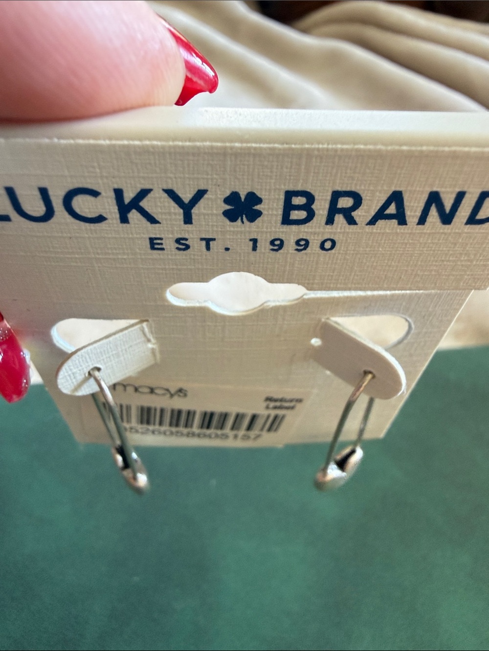 NWT. Lucky Brand Silver Heart Safety Pin Drop Earrings - Picture 3 of 3